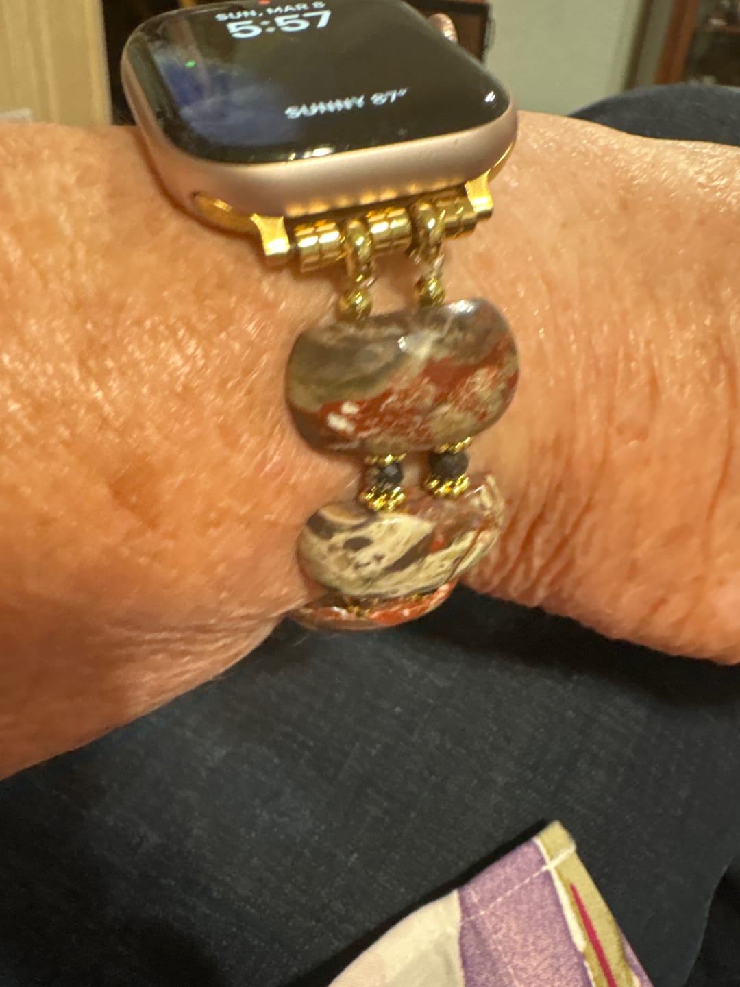 Customer photo review of Desert Horizon Jasper Stretch Apple Watch Strap