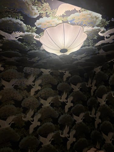 Customer photo review of Boho Pleated Flower White Fabric Semi Flush Mount