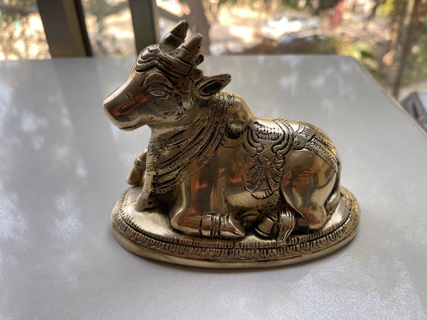 Customer photo review of Handcrafted Pure Brass Nandi Bull Vastu Remedy Idol for Business Stability and South-West Directional Alignment | 14 × 7.5 × 11 cm | 0.9 kg