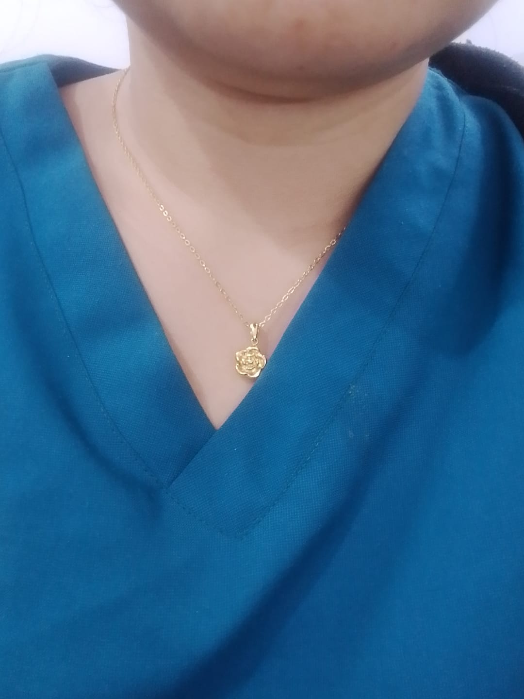 Customer photo review of Delicate Rose Necklace
