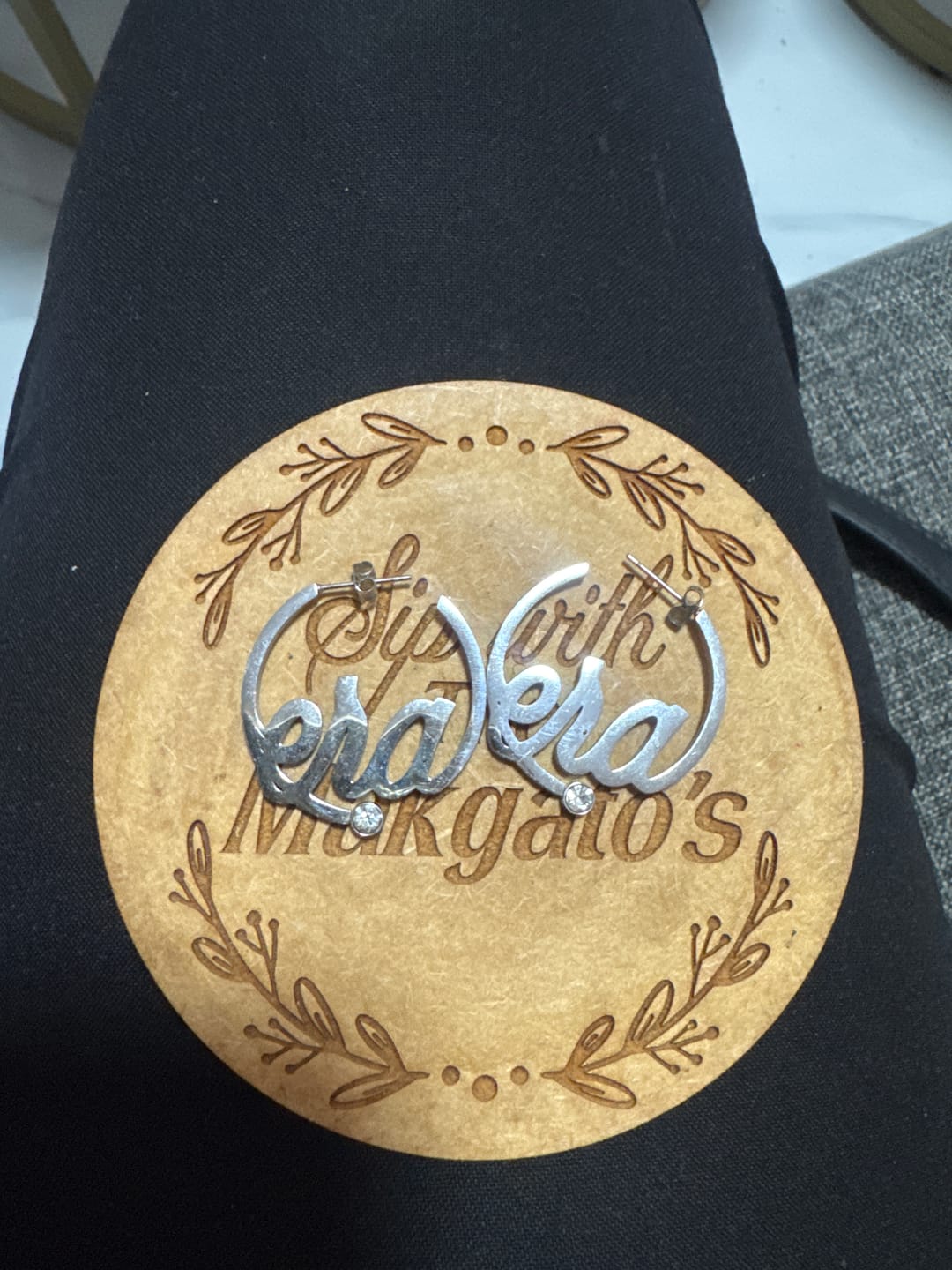 Customer photo review of Silver Era Logo Mini Hoops