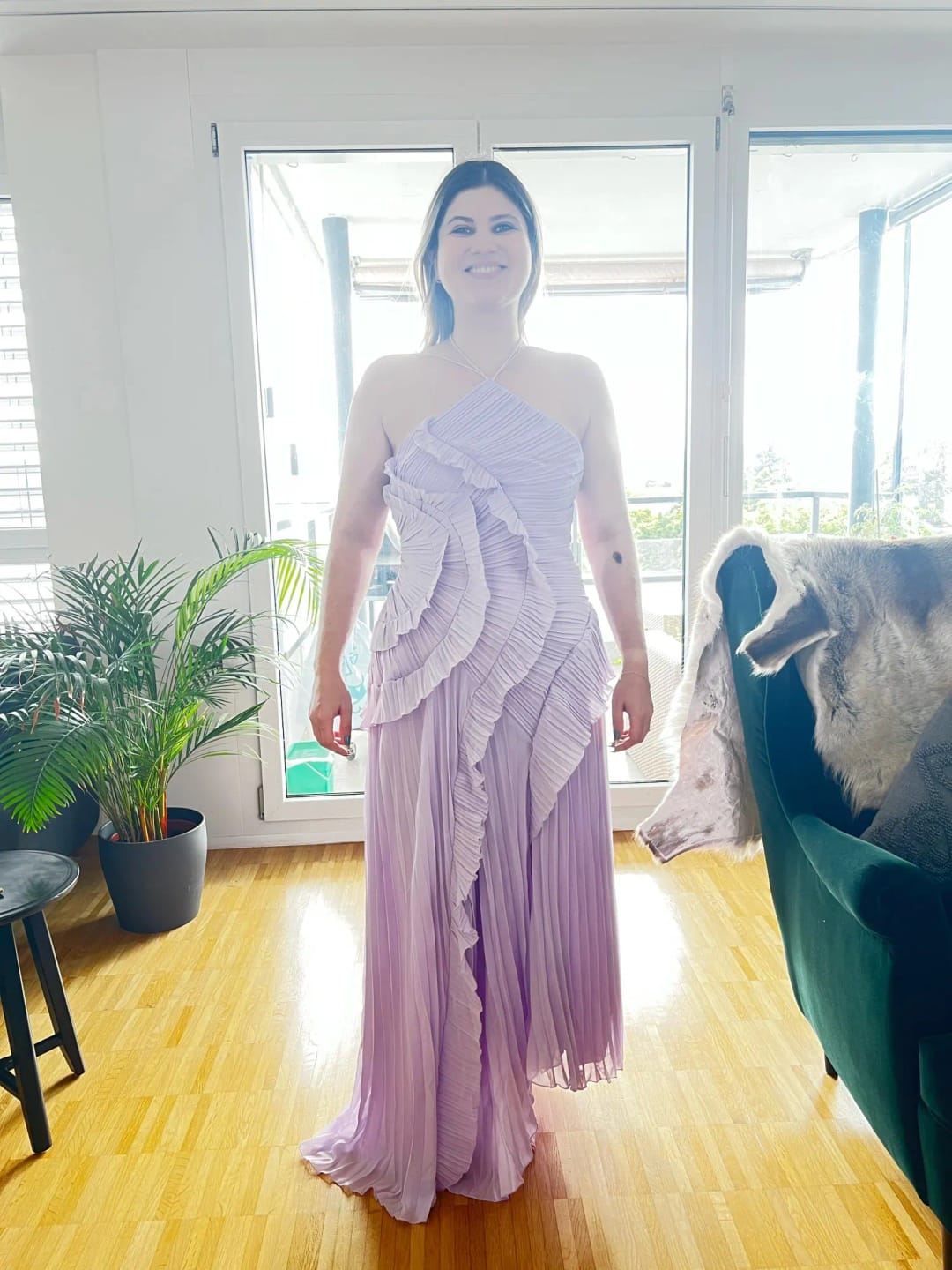 Customer photo review of Kris Halter Strap Ruffled Tule Dress