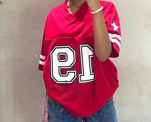Customer photo review of Star Player Oversize Jersey Red