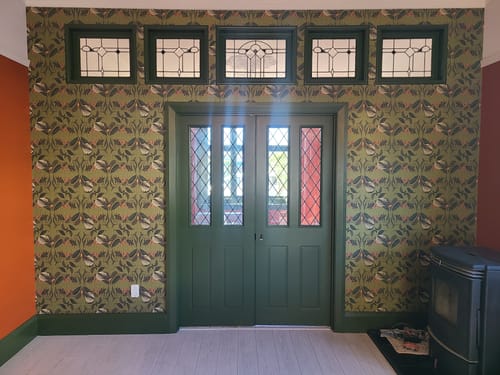 Customer photo review of Retro Fantail NZ Inspired Wallpaper - Green