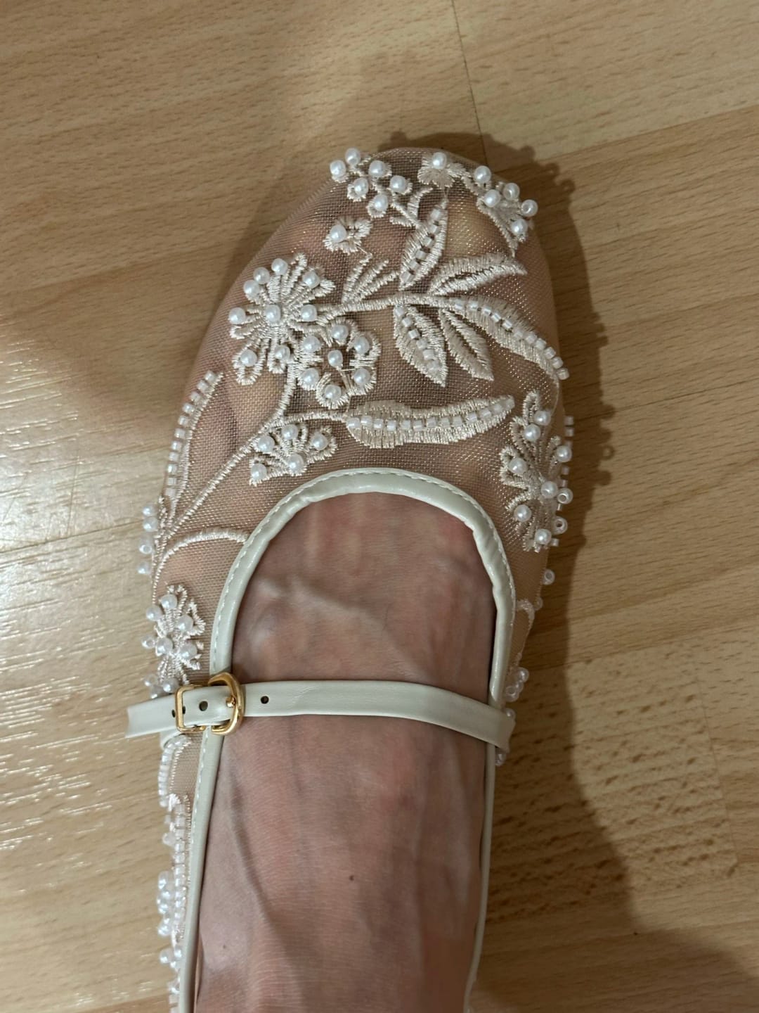 Customer photo review of Christine Beaded Mesh Ballet Flats