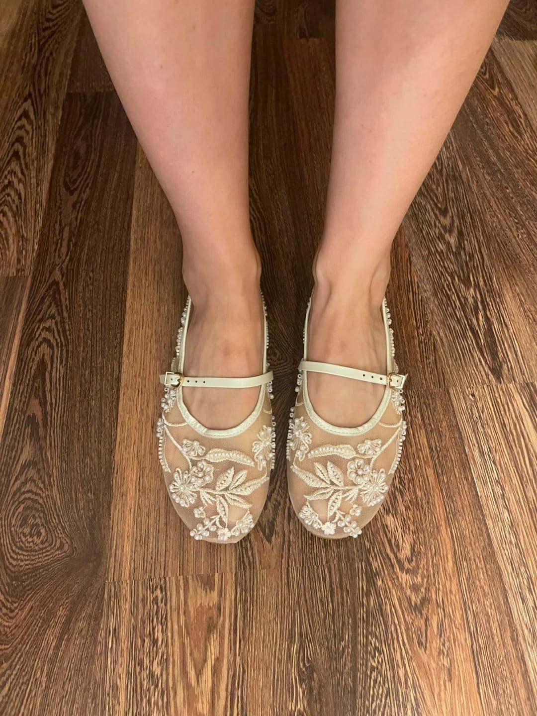 Customer photo review of Christine Beaded Mesh Ballet Flats