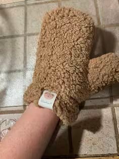 Customer photo review of Cozy Teddy Fleece Mittens