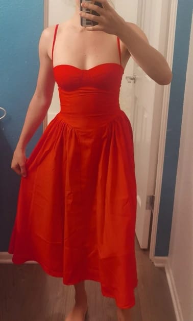 Customer photo review of Marjorie Sleeveless Strap Midi Dress