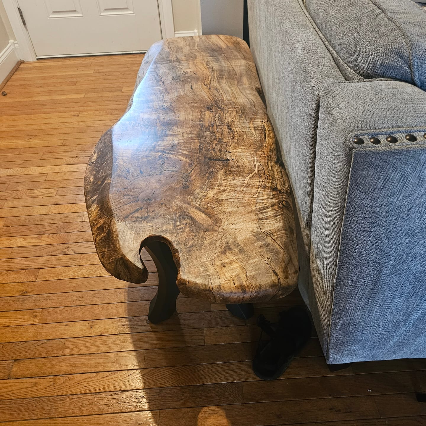 Customer photo review of Bench Legs 103 Haru 16.3" H for Dining Live Edge Tabletop