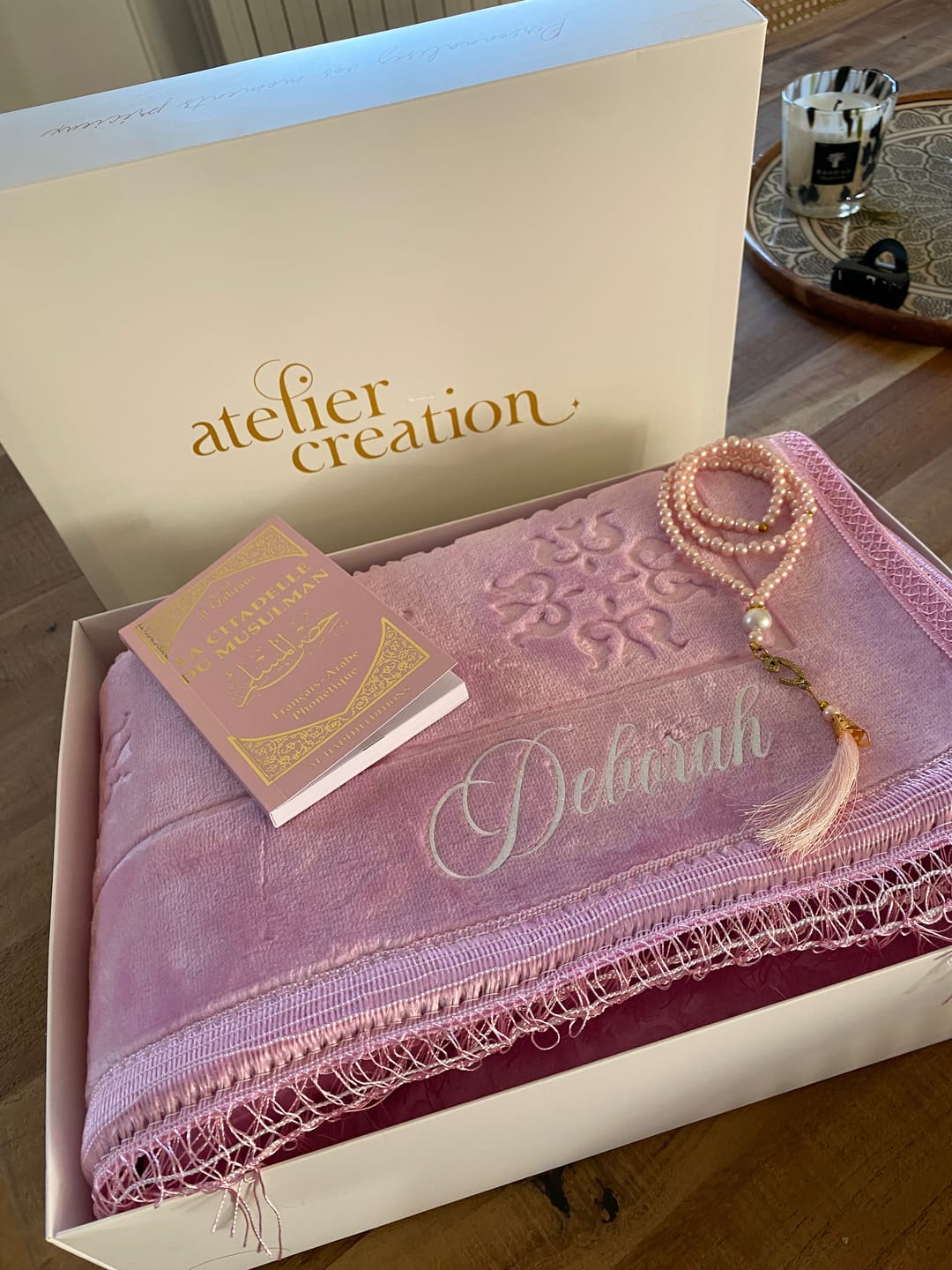 Customer photo review of Box tapis de prière épais rose