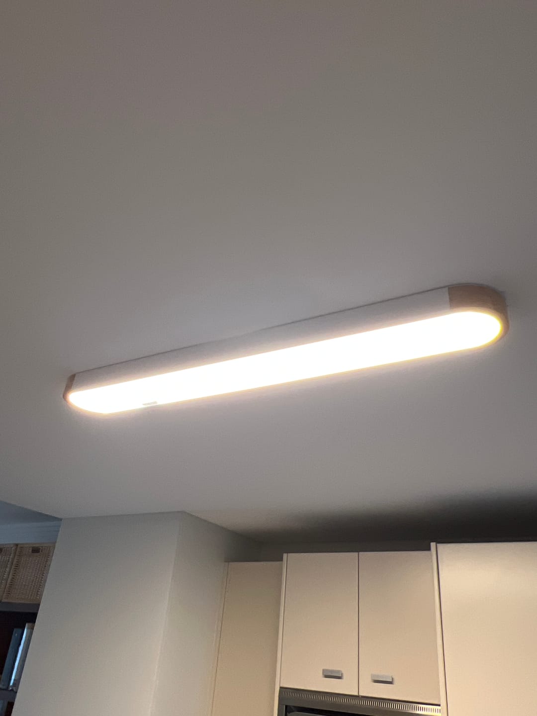 Customer photo review of Oval Led Flush Mount With Wood Accent