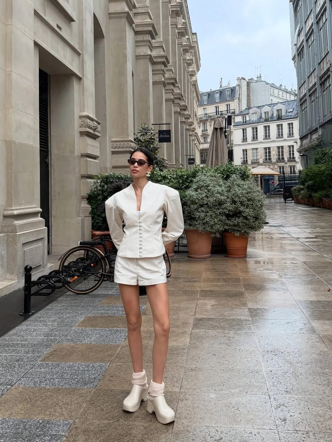 Customer photo review of Ashley Cinched-Waist Blazer Shorts Set