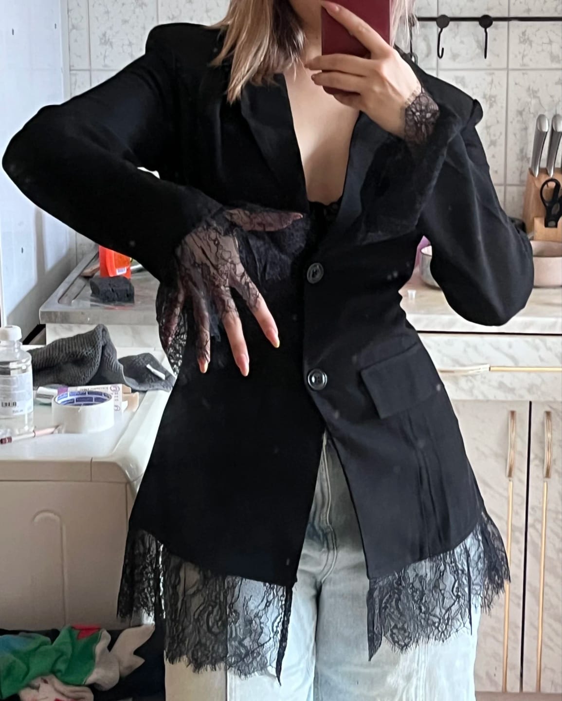 Customer photo review of Stephanie Blazer with Lace Details