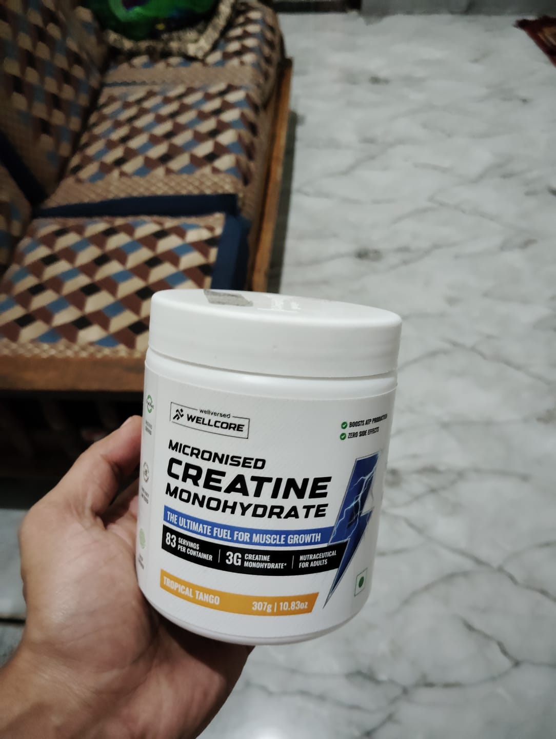 Customer photo review of Wellcore - Micronised Creatine Monohydrate (83 Servings, Tropical Tango) + Premium Steel Shaker