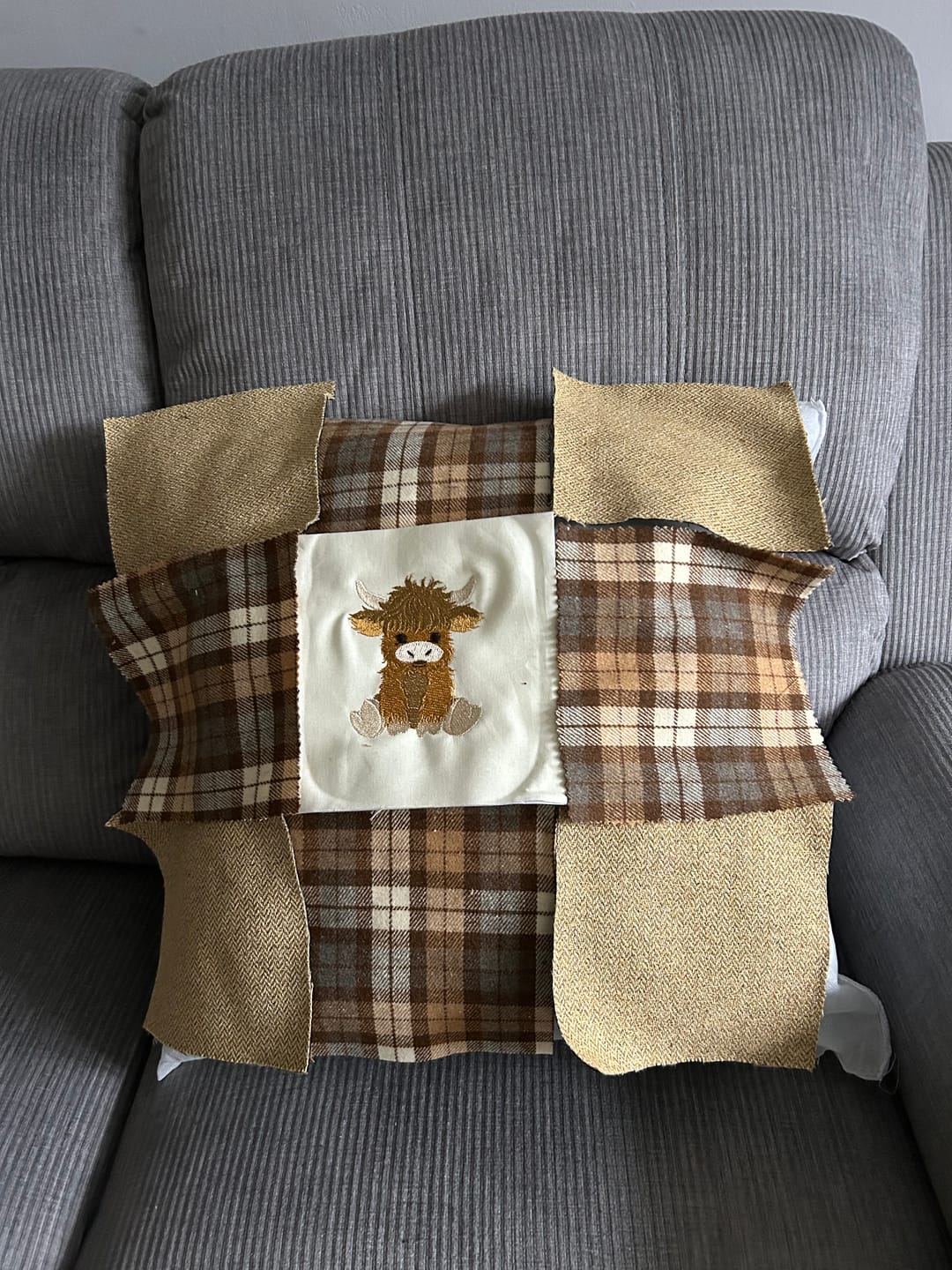 Customer photo review of Herringbone Tweed Upholstery Fabric
