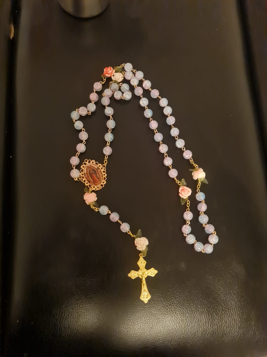 Customer photo review of Christianartworkshop Virgin Mary with Rose-Accented Rosary: Timeless Faith & Floral Faith Symbol