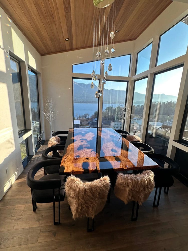 Customer photo review of Custom Black Walnut Wood River Resin Epoxy Table CT50