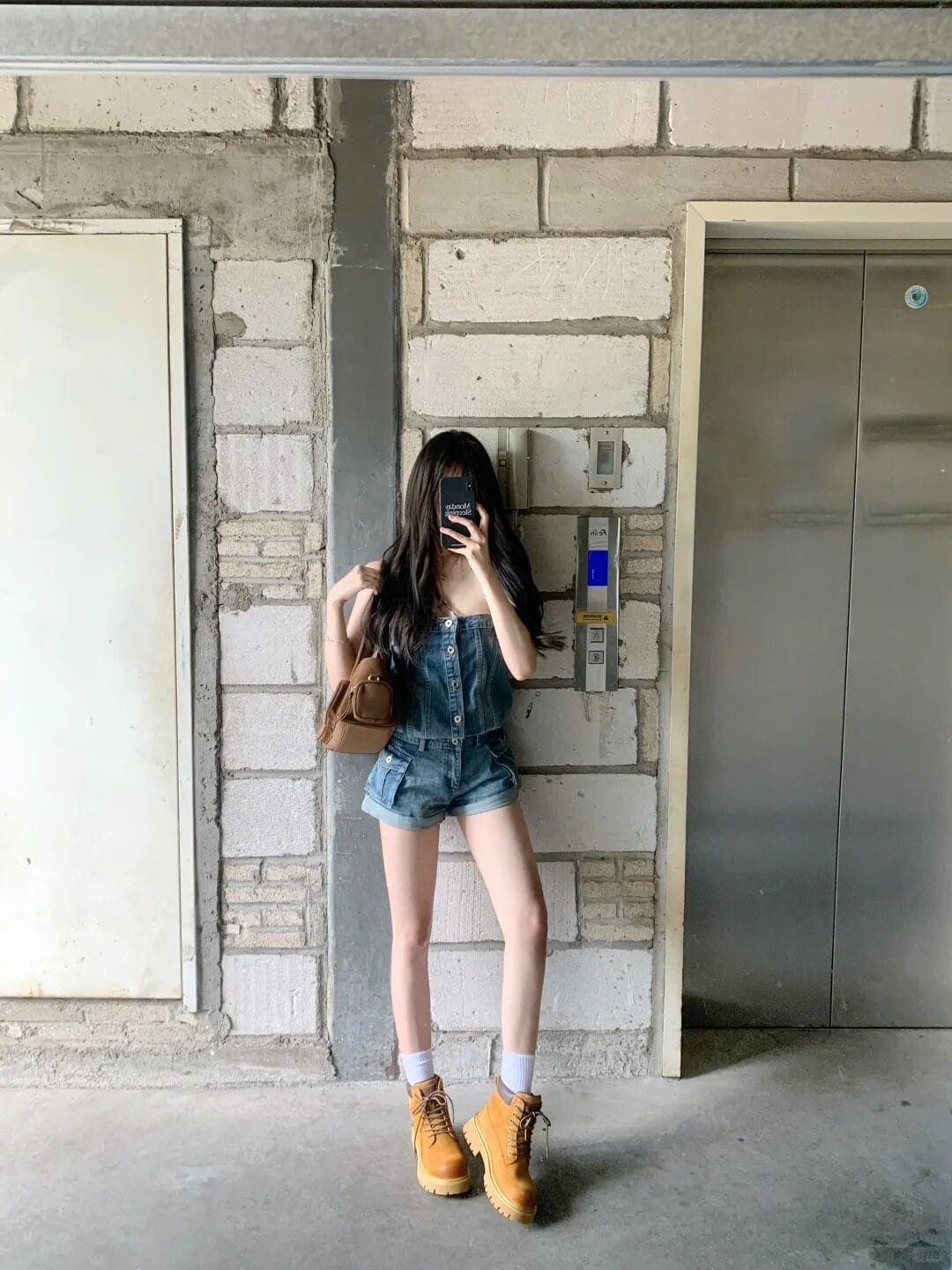 Customer photo review of WARDEN EDGE Strapless Denim Utility Romper