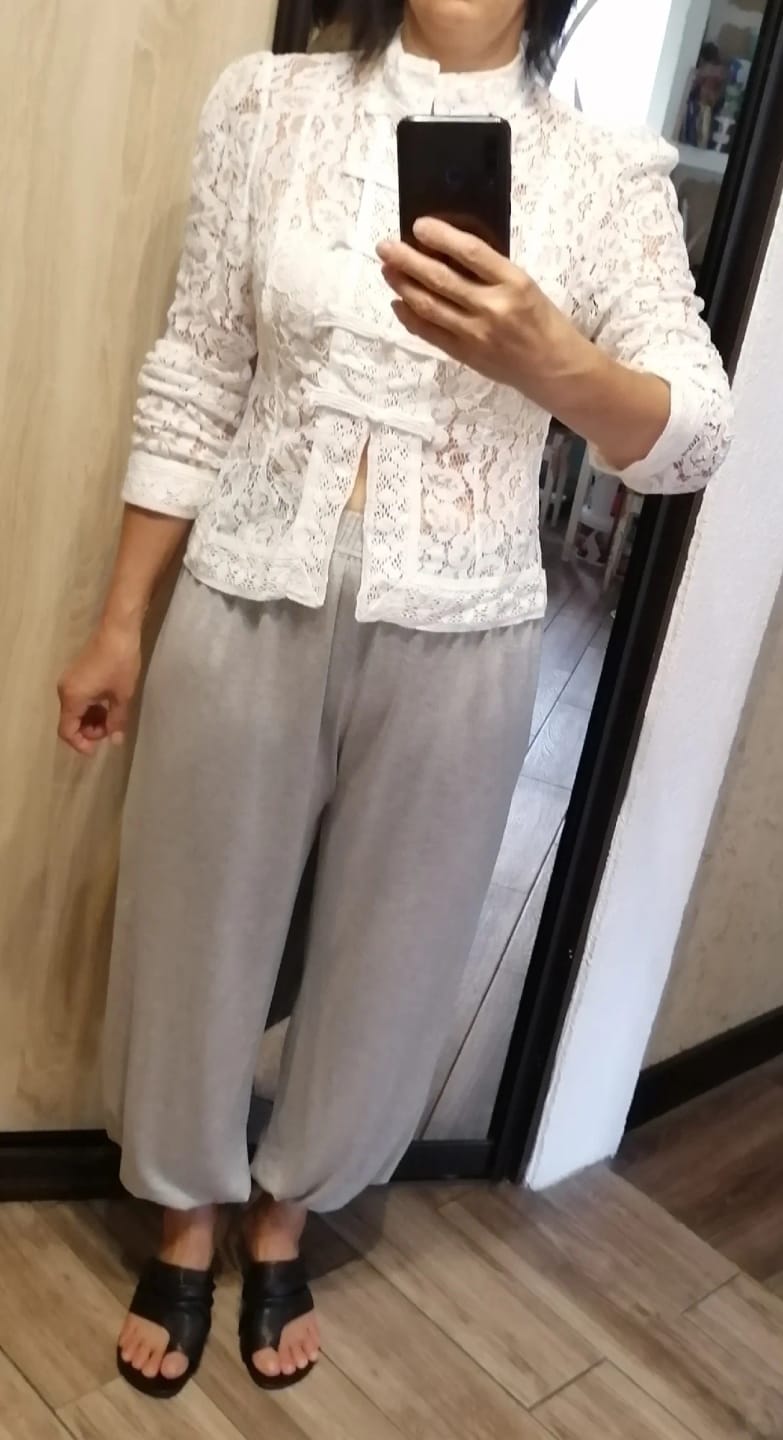 Customer photo review of Karina Puff Sleeve Lace Blouse