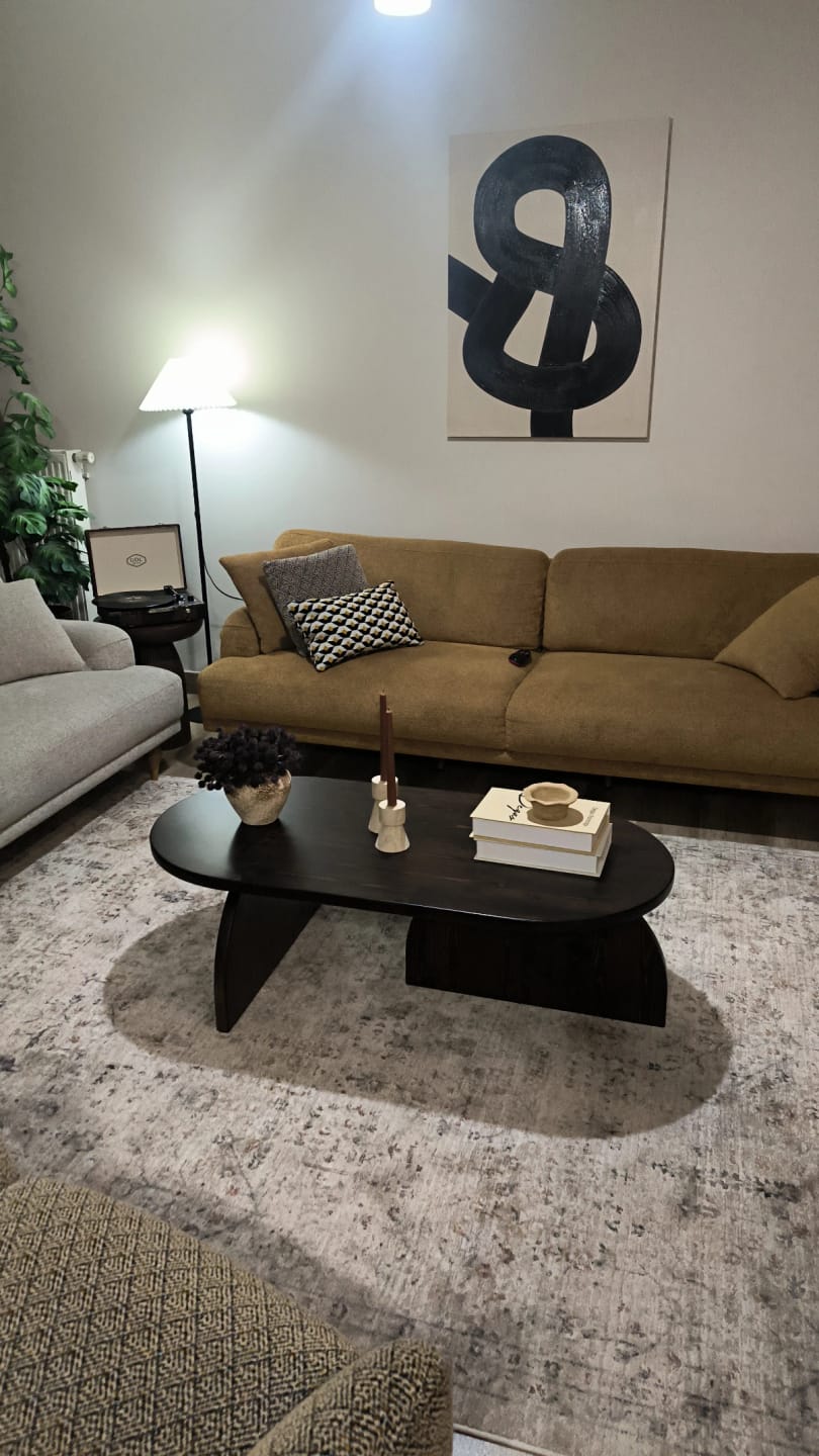 Customer photo review of Ahşap Orta Sehpa - Japandi Stili Ceviz Bohem Sehpa