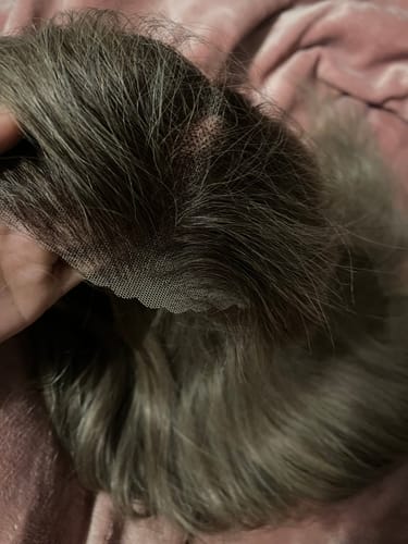 Customer photo review of Wavymy Ombre Ash Blonde Hair with Brown Root Straight Hair 7x5 Lace Wear Go Glueless Wig 180% Density