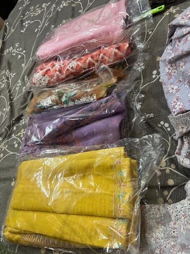 Customer photo review of Women's Lucknowi Handcrafted Kota Cotton Chikankari Unstitched Kurta And Dupatta Set - HONC0340090