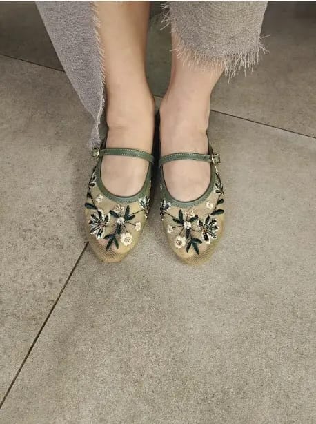 Customer photo review of Mia Embroidered Ballet Flats