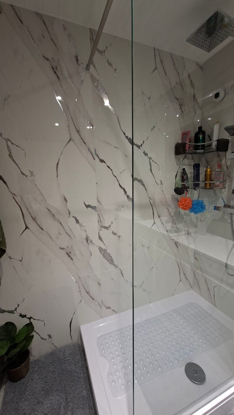 Customer photo review of 10mm Silvara Marble Gloss Shower Panel 1M x 2.4M
