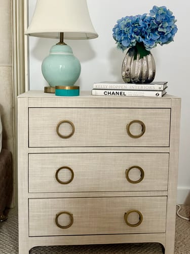 Customer photo review of Astley Natural Upholstered Bedside Table Set of 2