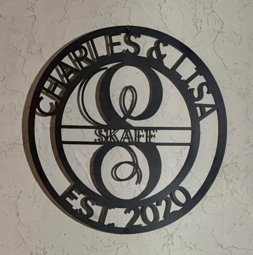 Customer photo review of Elaborate Name - Steel Sign