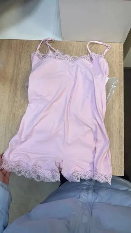 Customer photo review of Carmina Lace Trim Strap Romper