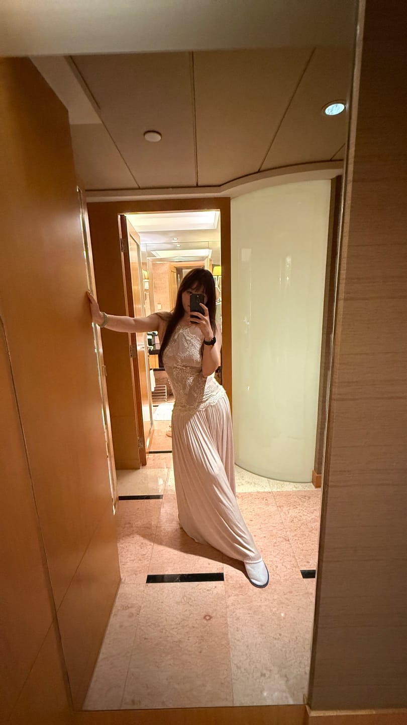 Customer photo review of ROVENTE Embroidered Lace Halter Dress With Gathered Hem