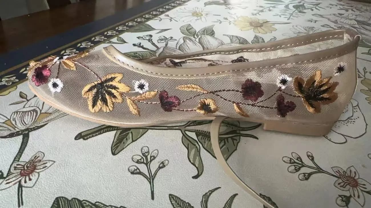 Customer photo review of Mia Embroidered Ballet Flats