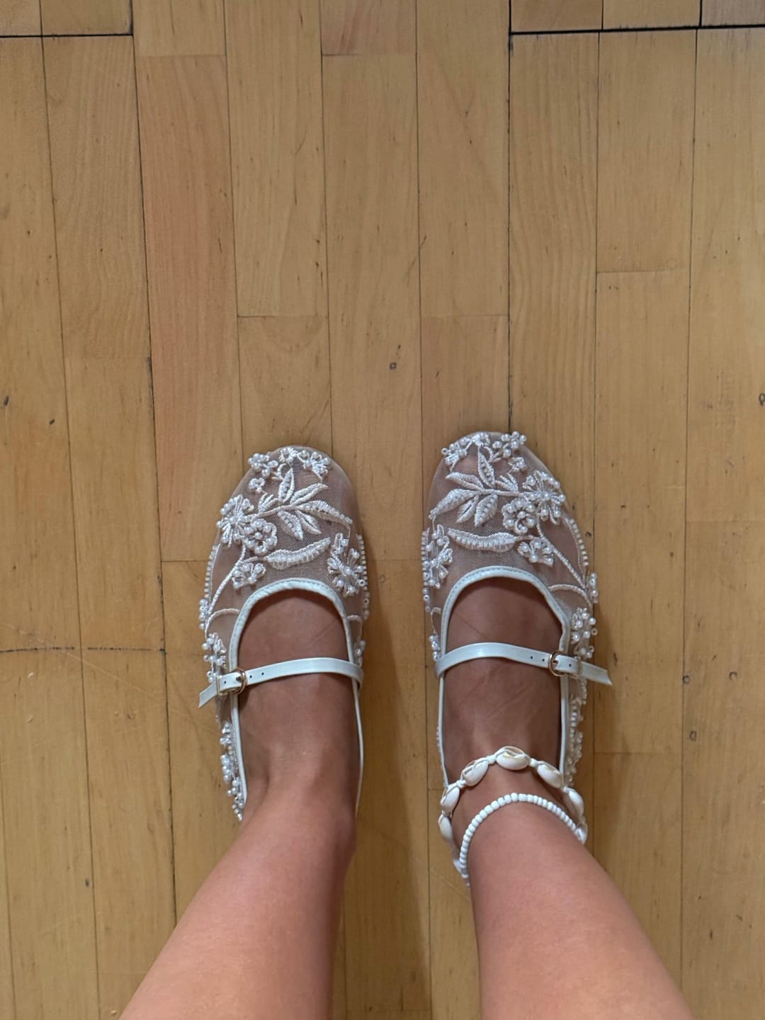 Customer photo review of Christine Beaded Mesh Ballet Flats