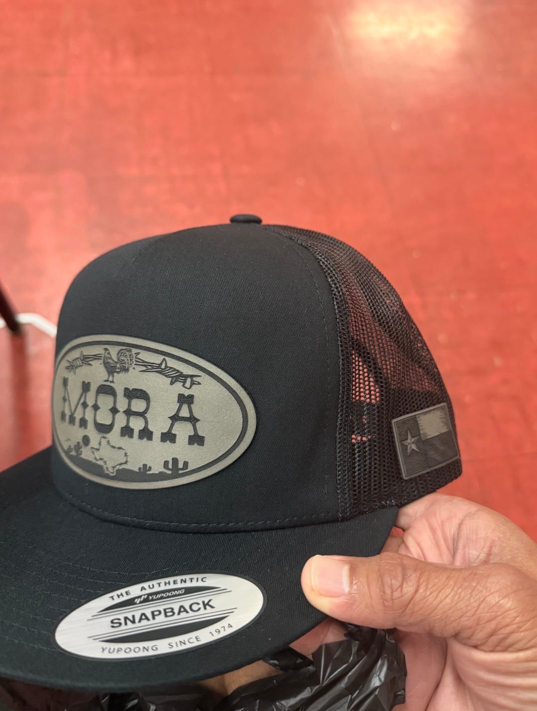 Customer photo review of Lonestar Rooster - Personalize It - Leather Patch Hat - Richardson 112