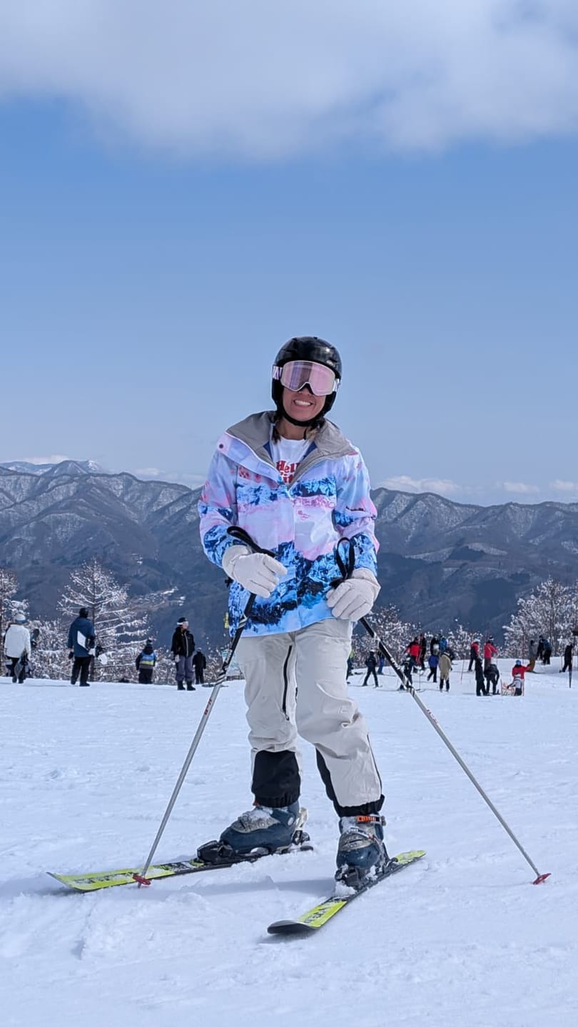 Customer photo review of Women's Ice Blue Insulated Baggy Snow Pants With Detachable Suspenders