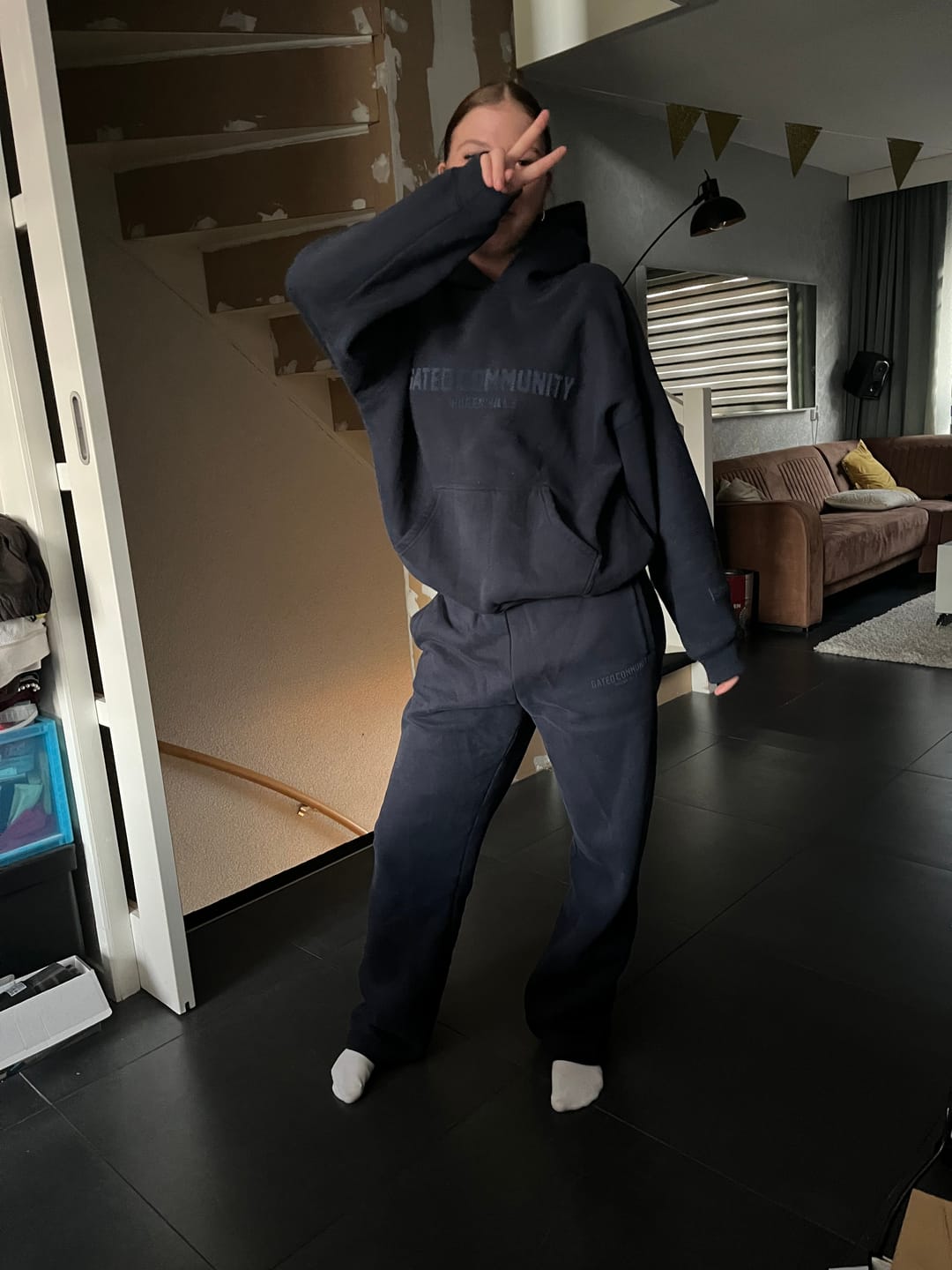 Customer photo review of BASICS STRAIGHT LEG SWEATPANTS NAVY