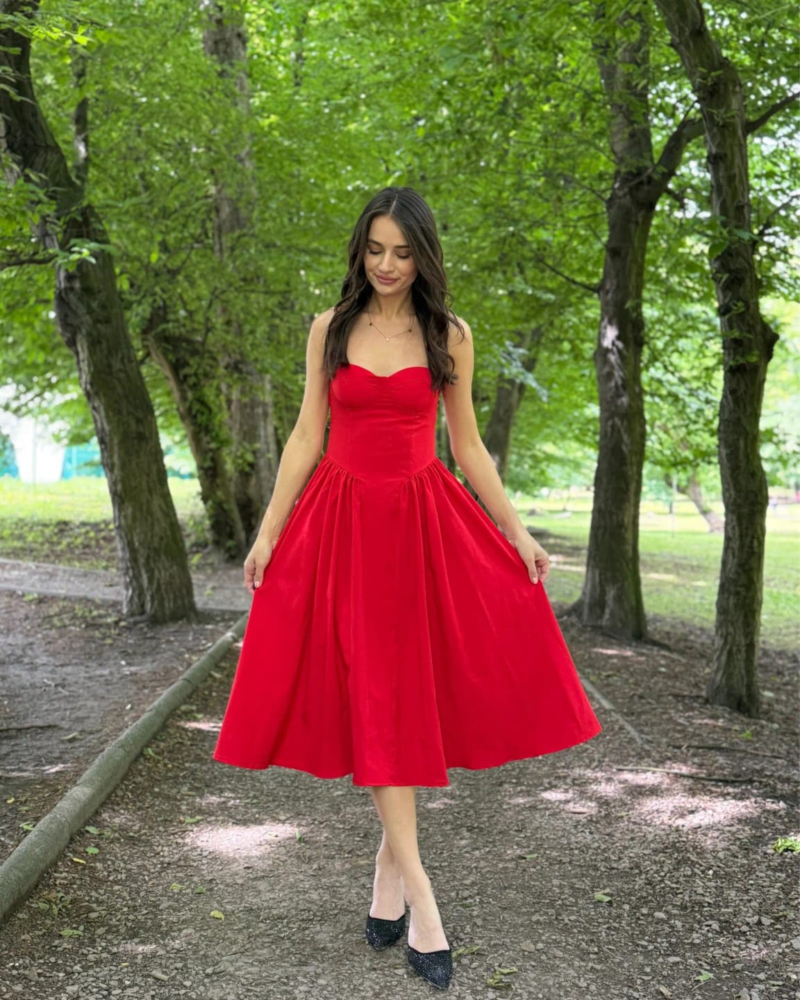 Customer photo review of Marjorie Sleeveless Strap Midi Dress