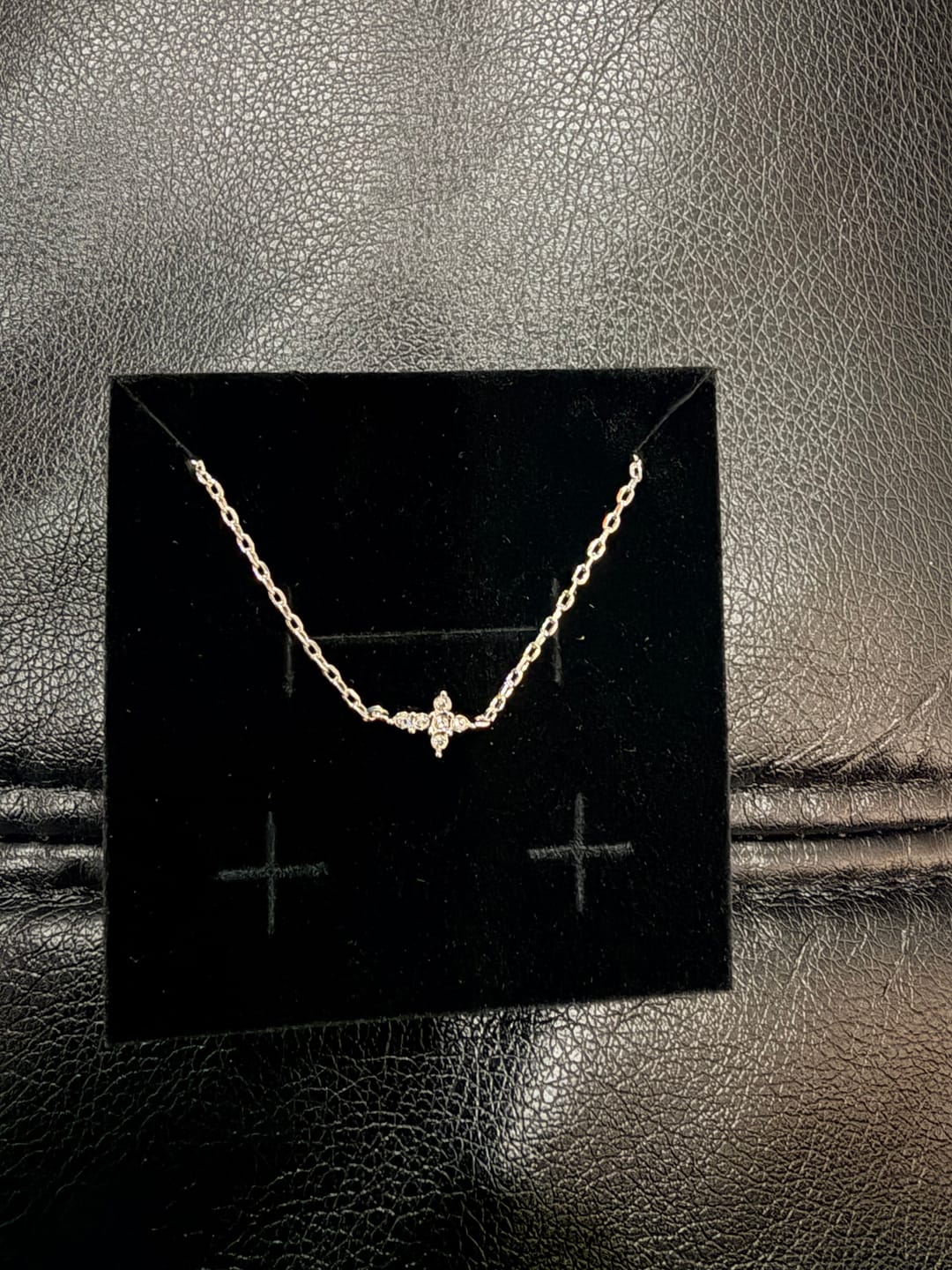 Customer photo review of Zuri 18k White Gold Plated Silver Cross Bracelet with Swarovski Crystals