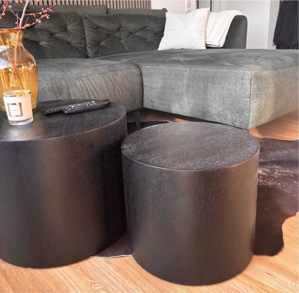 Customer photo review of Saba Ahşap Yuvarlak Orta Sehpa Seti İkili Siyah