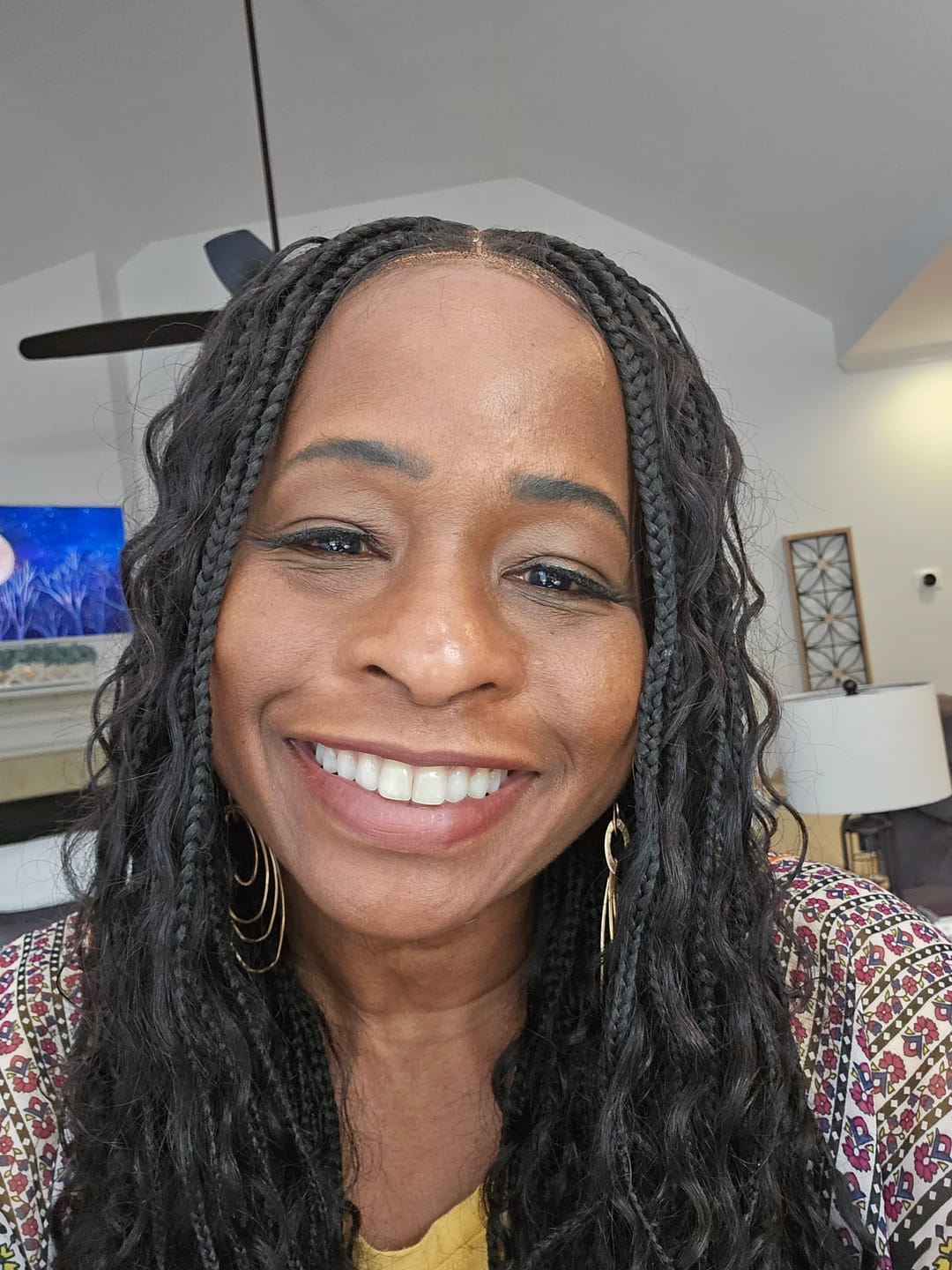 Customer photo review of 24" Swiss HD Full Lace Lightweight Human Hair Curls Boho Box Braided Wig