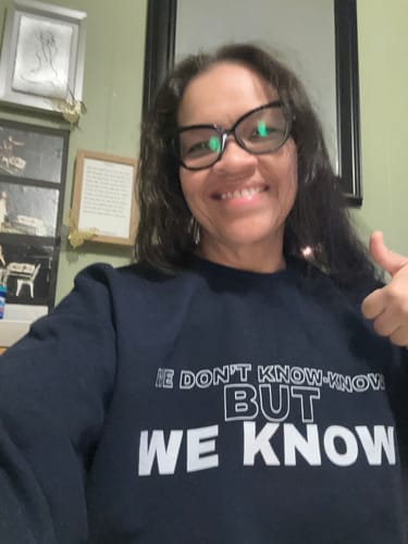 Customer photo review of We Know Crewneck