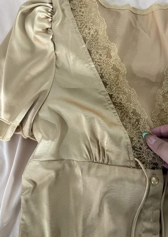 Customer photo review of Rosalie Lace Short Sleeve V-Neck Top