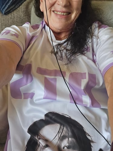 Customer photo review of BTS Love Yourself Winged Neck Baseball Shirt