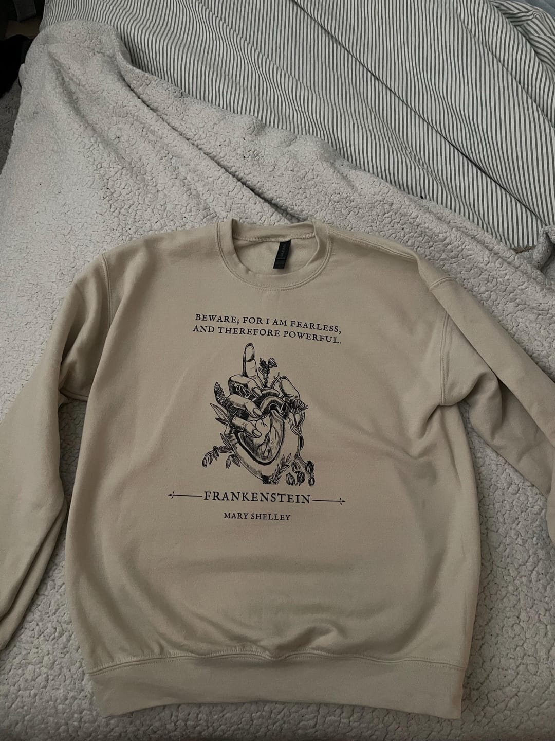 Customer photo review of Frankenstein Quote Sweatshirt | Dark Academia Cotton Blend Crewneck