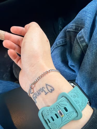 Customer photo review of Permanent Bracelet Letter Charm