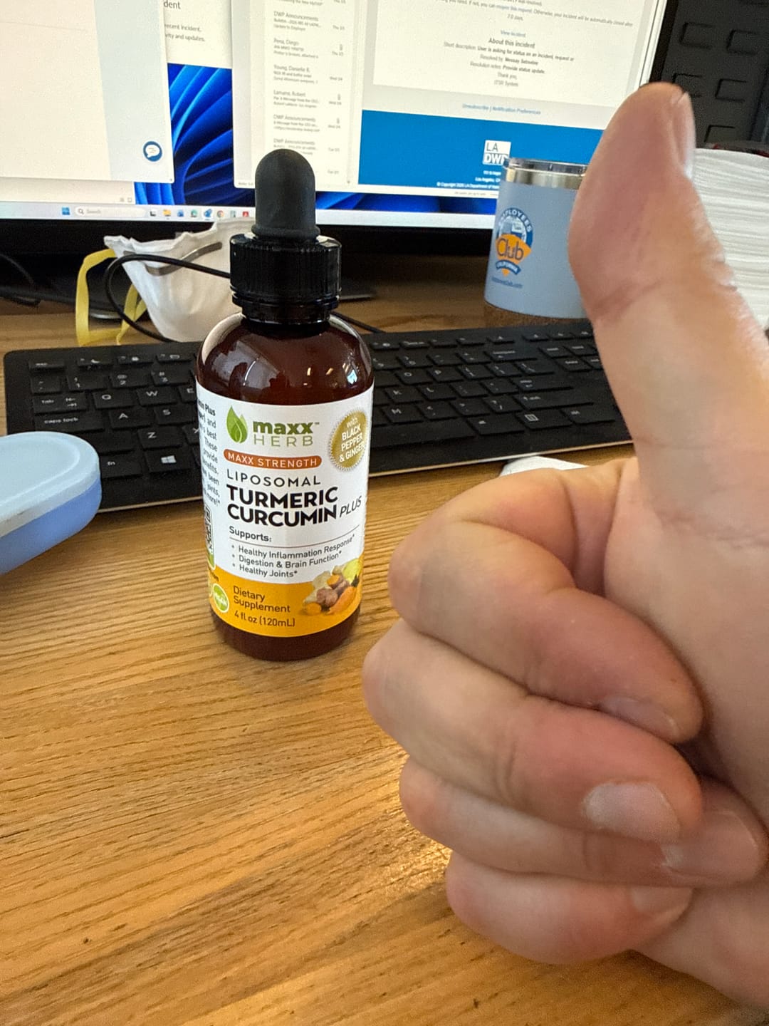 Customer photo review of Turmeric Curcumin Extract - Liposomal, Black Pepper & Ginger