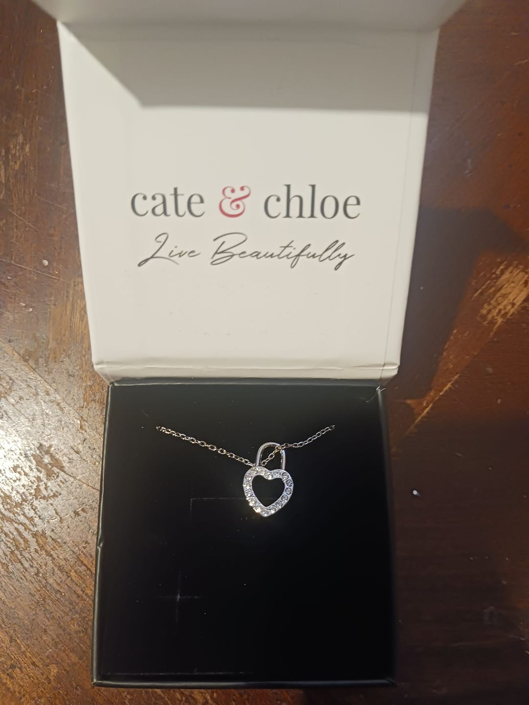 Customer photo review of Janelle 18k White Gold Plated Heart Padlock Pendant Necklace with Swarovski Crystals