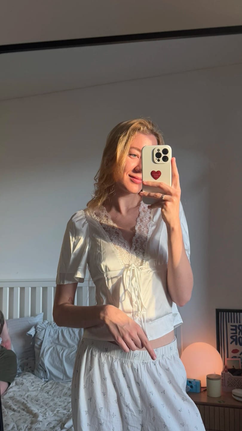 Customer photo review of Rosalie Lace Short Sleeve V-Neck Top