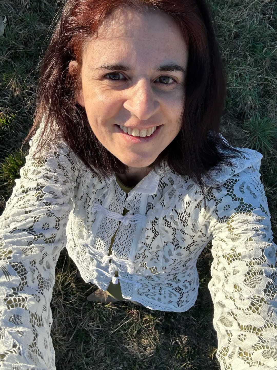 Customer photo review of Karina Puff Sleeve Lace Blouse